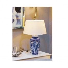 Lampa ceramiczna niebieska  HANOI na komodę abażur stożek 45cm